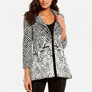 Ali Miles Long Sleeve Jacket Sz Large Black & White Houndstooth Maximalism Artsy